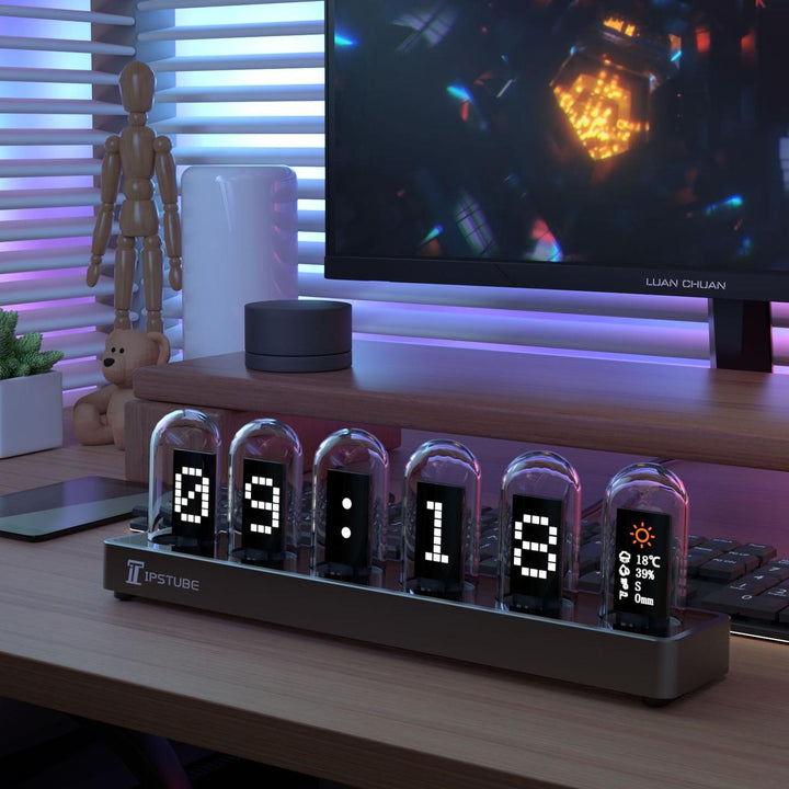 Fate Stone Gate Cyberpunk RGB tube clock IPS computer desktop clock ornament