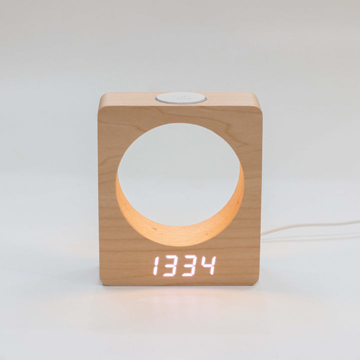 LED Wooden Clock Electronic Alarm Clock Square Creative Moon Wooden Clock