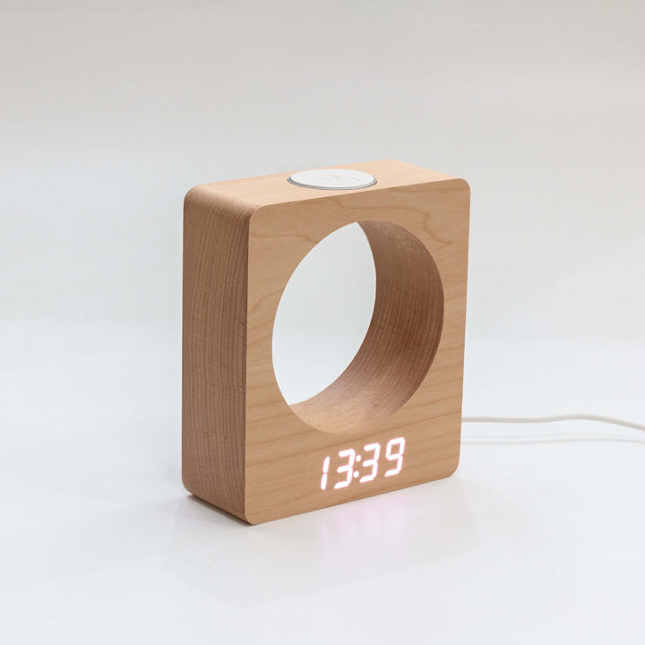 LED Wooden Clock Electronic Alarm Clock Square Creative Moon Wooden Clock